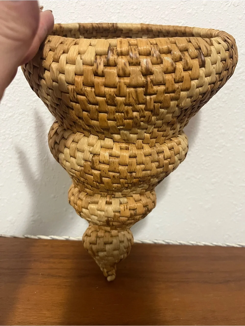 Unique Vintage Hanging Spiral Shell Basket